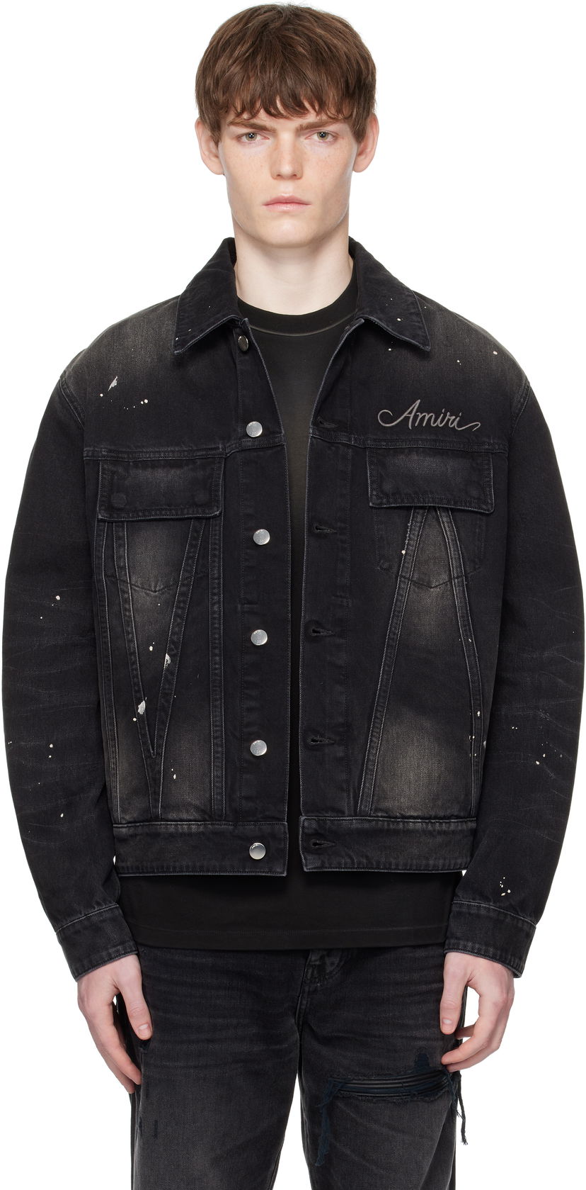 Jacka AMIRI Amiri Bleach Bandana Denim Jacket Svart | AMDNTR1025