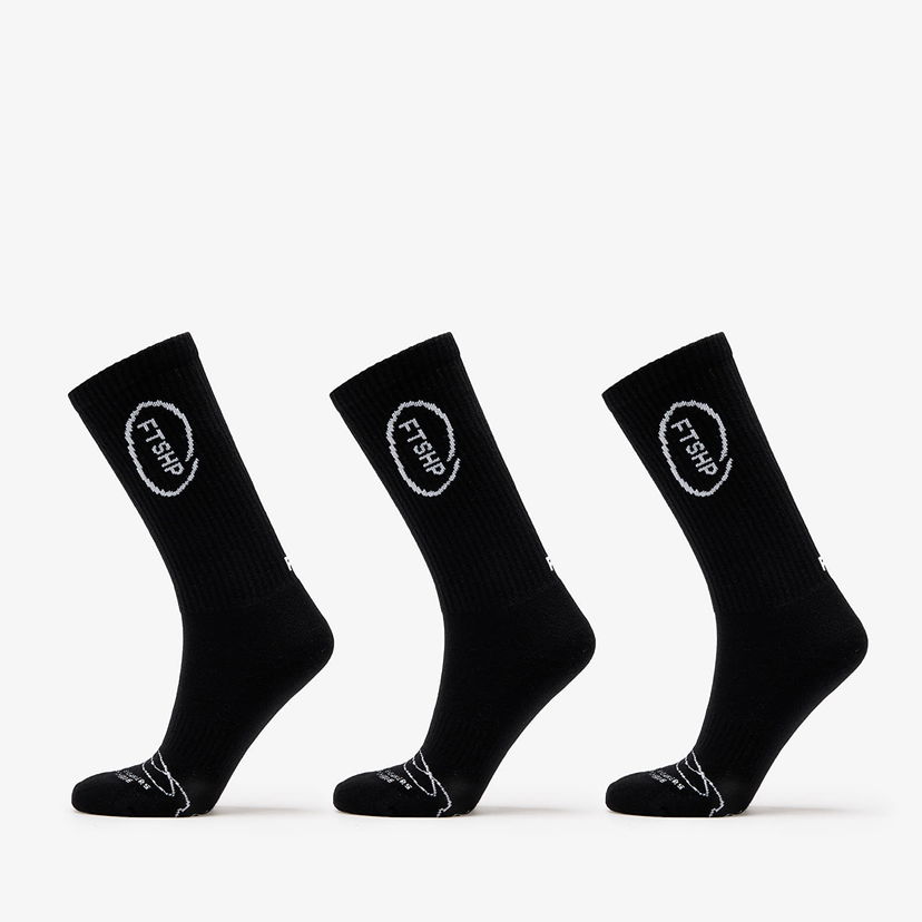 Strumpor Footshop High Crew Socks 3-Pack Black Svart | FTSHP_368