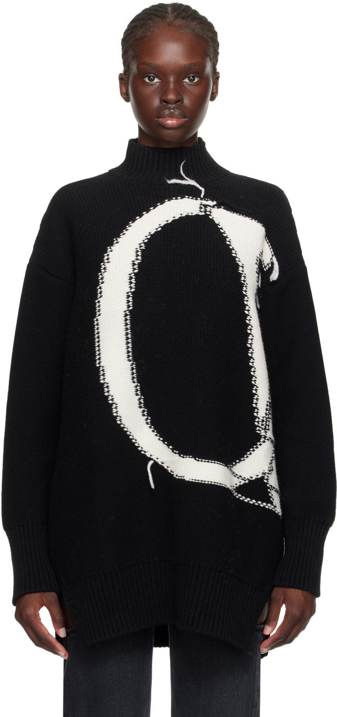 Sweater Off-White Black Loose Thread Sweater Svart | OWHF044F23KNI0021004