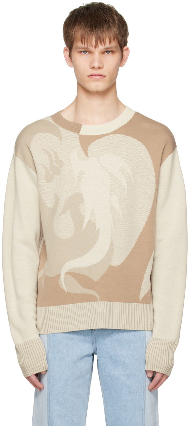 Sweater Feng Chen Wang Feng Chen Wang Phoenix Sweater Beige | FUS15KT01B