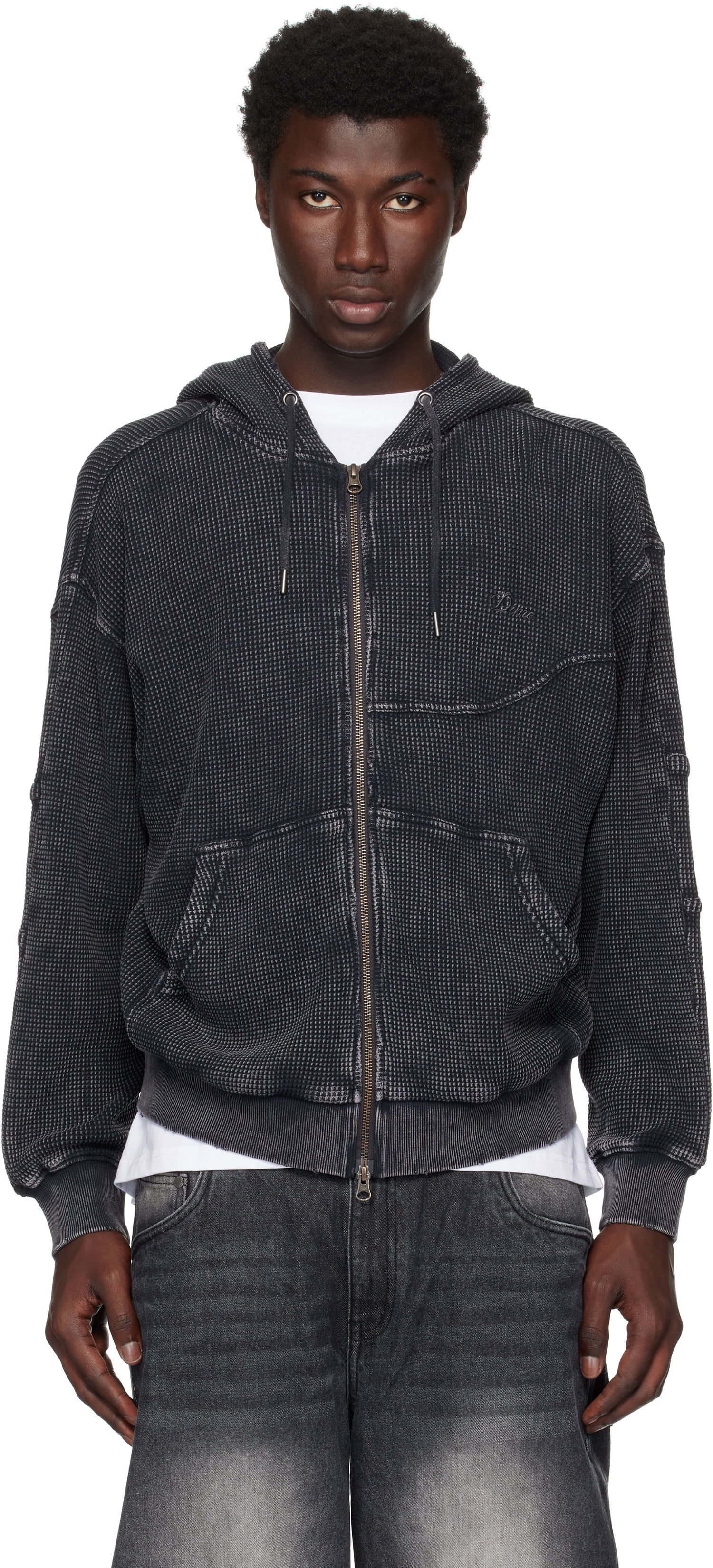 Sweatshirt Dime Dime Premium Waffle Zip Hoodie Svart | DIMESU258BLK, 0