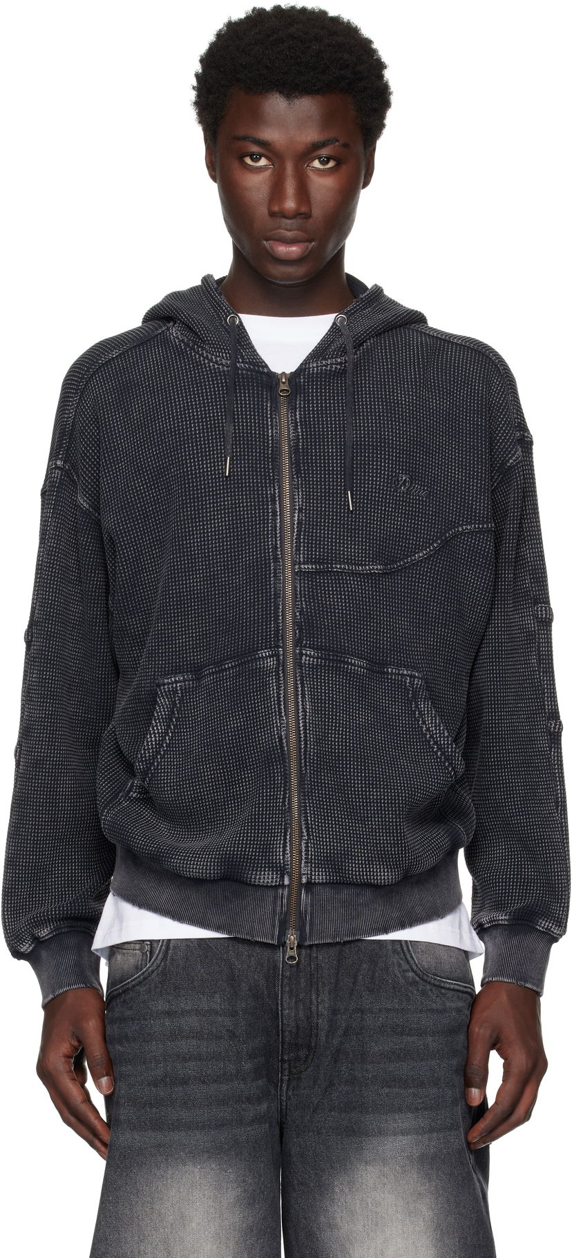 Sweatshirt Dime Dime Premium Waffle Zip Hoodie Svart | DIMESU258BLK