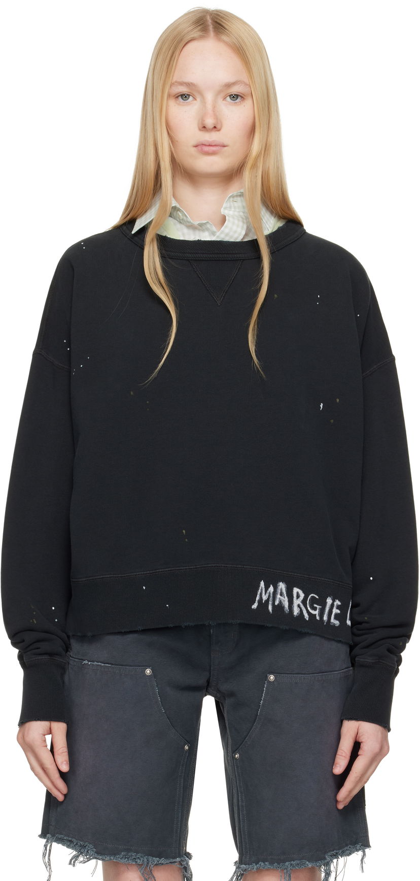 Sweater Maison Margiela Maison Margiela Graffiti Logo Sweatshirt Svart | S50GU0237 M25019