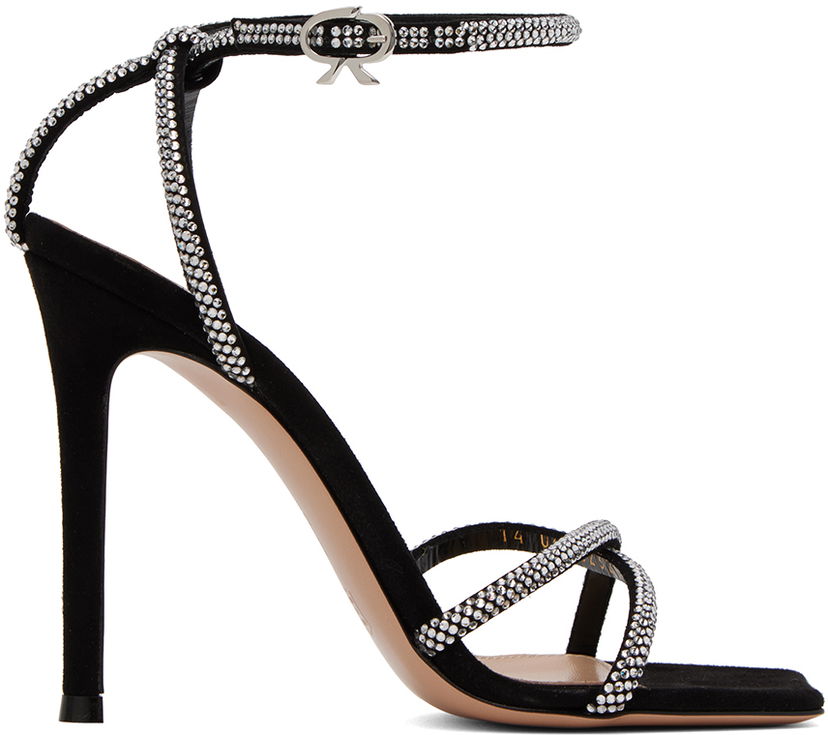 Sneakers och skor Gianvito Rossi Crystal-Embellished Suede Sandals Svart | G32326.15RIC.CAM