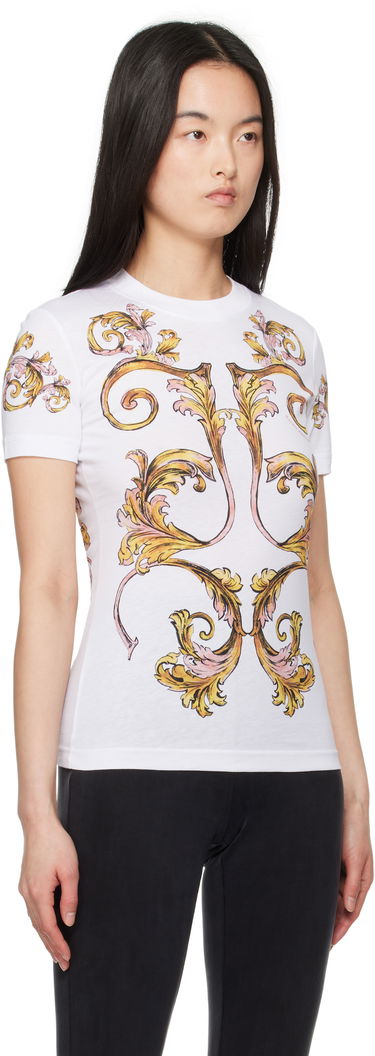 T-shirt Versace Versace Jeans Couture Outline Barocco T-Shirt Vit | E78HAH6P8_EJS472, 1