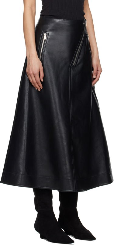 Kjol Nanushka Nanushka Aleka Regenerated Leather Midi Skirt Svart | NW25RSSK13899, 1