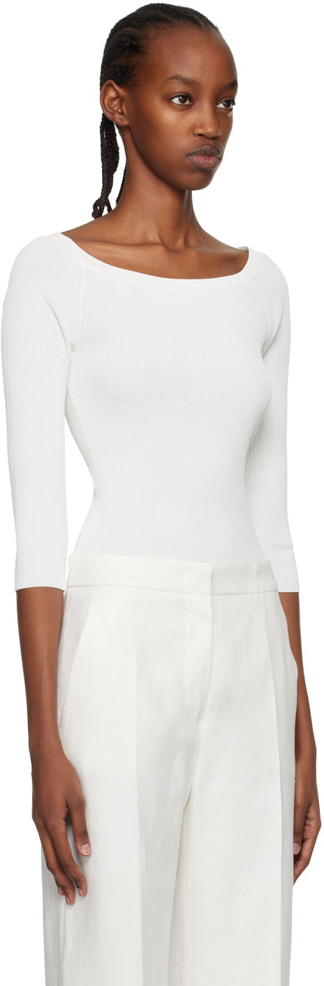 Linne Max Mara Max Mara Saturno Long Sleeve T-Shirt Vit | 2313610632600 MM12121, 1