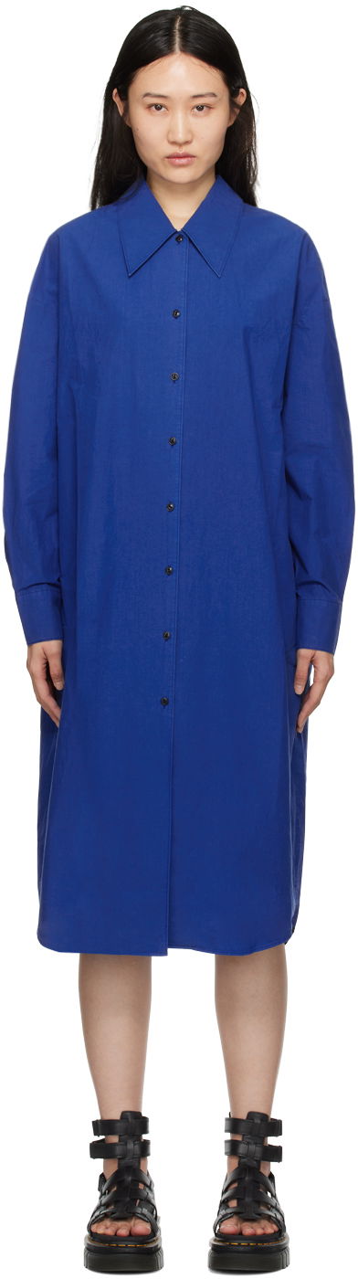 Skjorta YMC YMC Judy Midi Shirt Dress Blå | Q1WAD