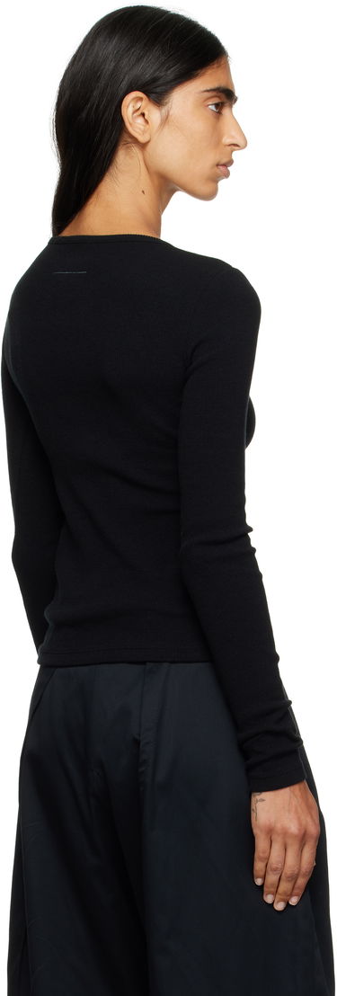 T-shirt Maison Margiela MM6 Maison Margiela Wool Blend Rib Jersey Long Sleeve T-Shirt Svart | S52NH0029 M20122, 2