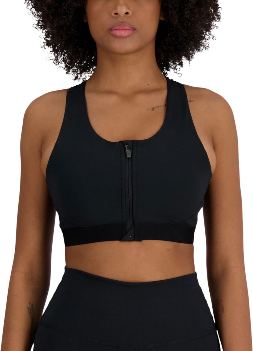 Behå New Balance Sleek Medium Support Pocket Zip Front Bra Svart | wb41047-bk