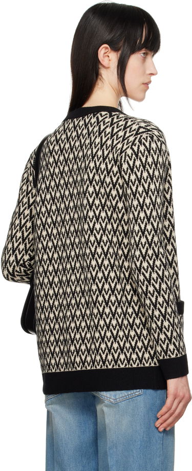 Sweater Valentino Valentino 'Toute La V' Chevron Knit Cardigan Beige | 6B3KA09A929, 2