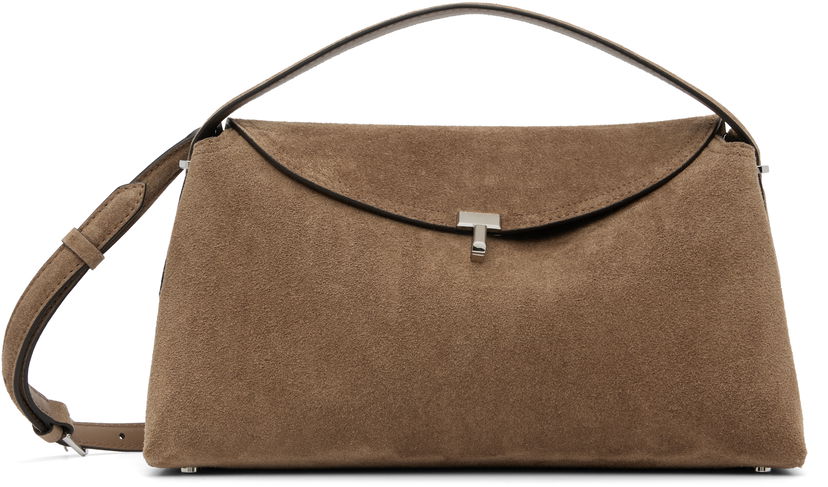 Handväska TOTEME TOTEME T-Lock Suede Top Handle Bag Brun | 241-WAL961-LE0004