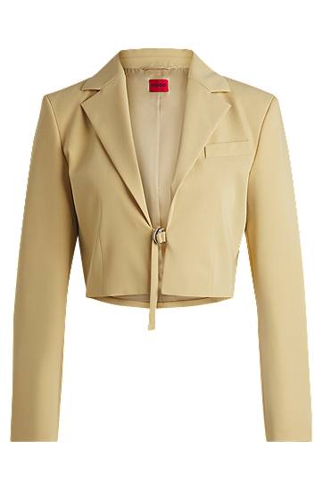 Jacka BOSS Cropped Blazer with Tie Closure Gul | 50537589