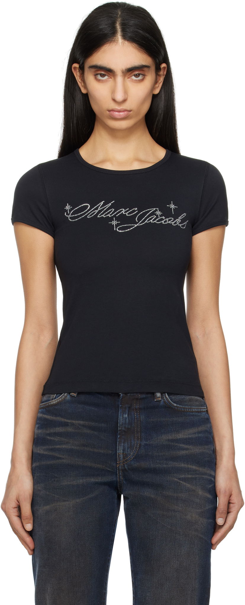 T-shirt Marc Jacobs Marc Jacobs Charm Logo Shrunken T-Shirt Svart | 2S5RTP025C07