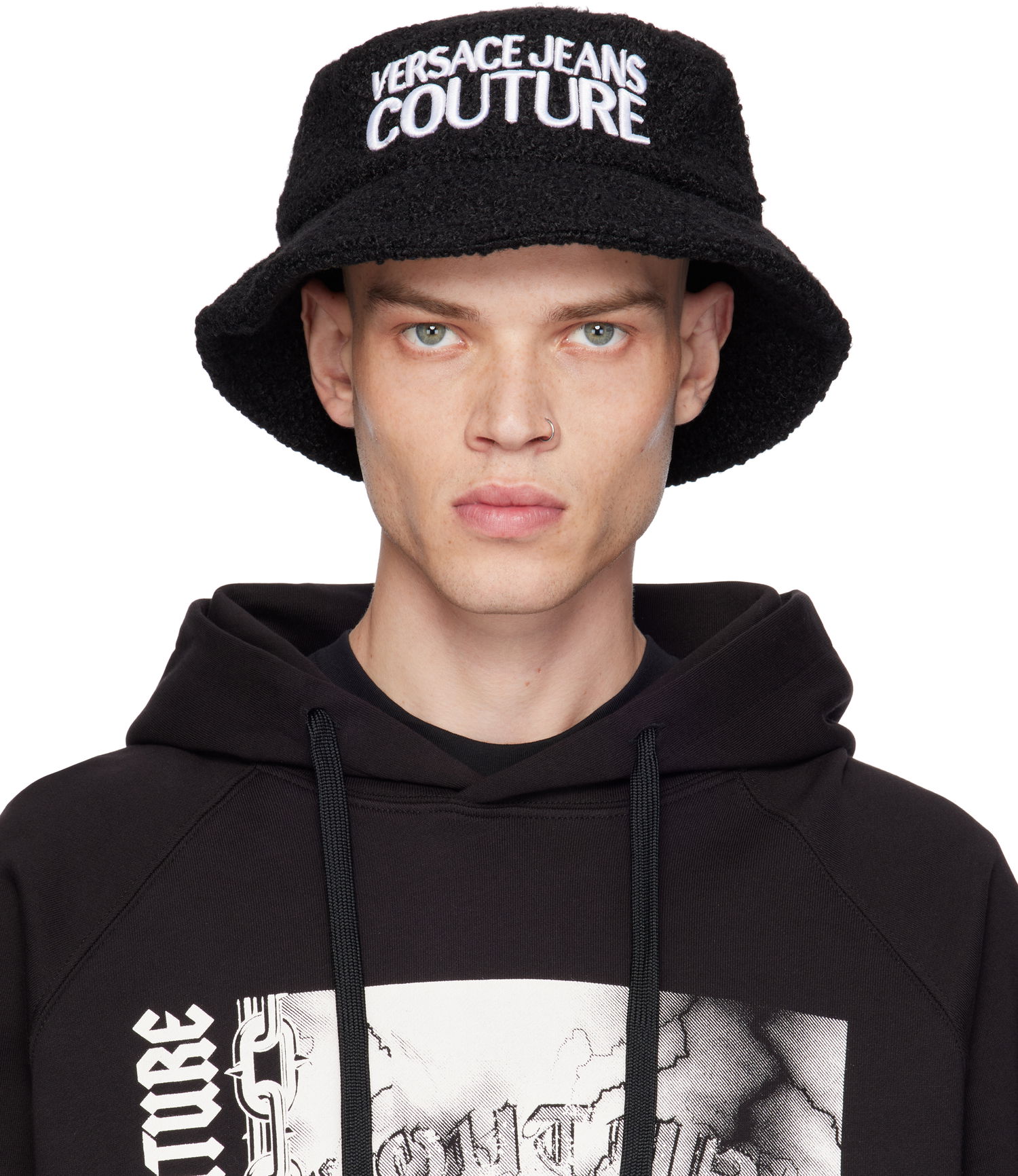 Hatt Versace Wool Logo Bucket Hat Svart | E77GAZK07_EZSB12, 0