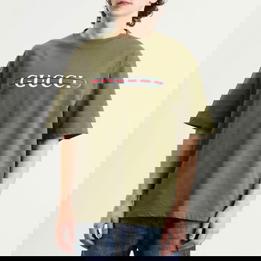 T-shirt Gucci Gucci Interlocking Logo Heavy Cotton T-Shirt, Size Large Grön | 798115-XJHDG-3450, 2