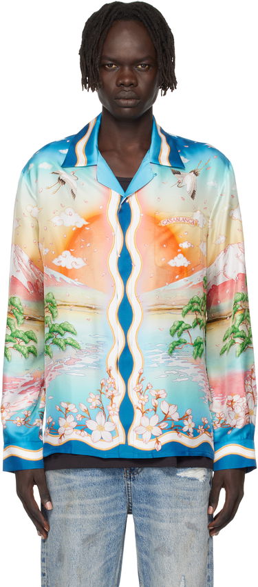 Skjorta Casablanca Casablanca 'Tennis Club' Silk Print Long Sleeve Shirt Flerfärgad | U-MPF25-SH-006-01, 0