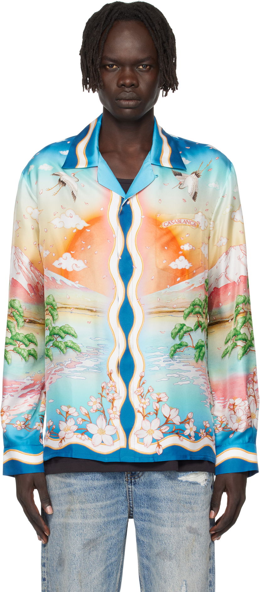 Skjorta Casablanca Casablanca 'Tennis Club' Silk Print Long Sleeve Shirt Flerfärgad | U-MPF25-SH-006-01