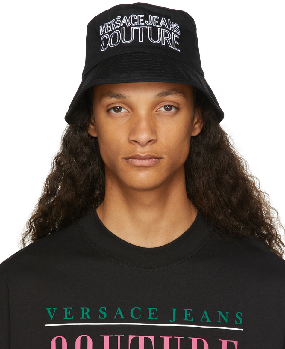 Hatt Versace Embroidered Logo Bucket Hat Svart | E71YAZK06 EZG009, 0