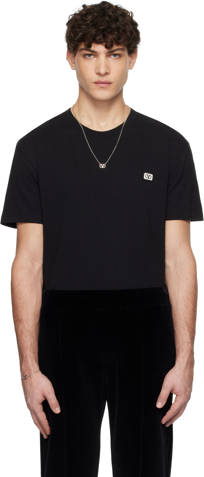 T-shirt Valentino Patch T-Shirt Svart | 6V3MG10VAQ8