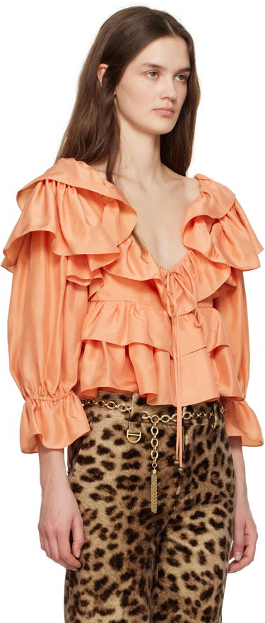 Skjorta CHLOÉ Chloé Cropped Ruffle Blouse Orange | CH25SHT16314, 1