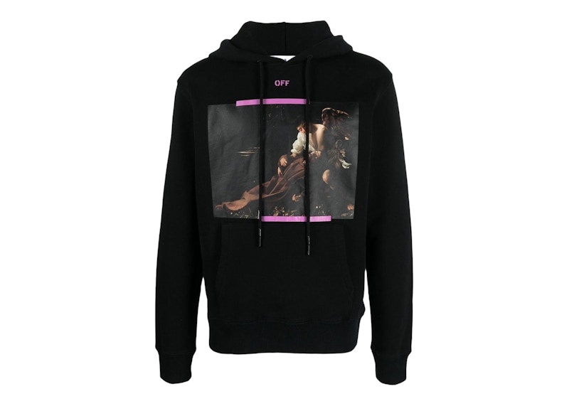 Sweatshirt Off-White Arrow Caravaggio St. Fran Slim Hoodie Black/Purple/Multi Svart | OMBB097S23FLE0031034