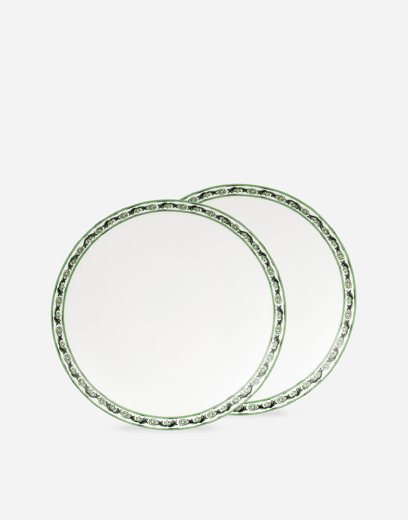 Heminredning Dolce & Gabbana Set of 2 Porcelain Dessert Plates Grön | TC0S03TCALIUV028