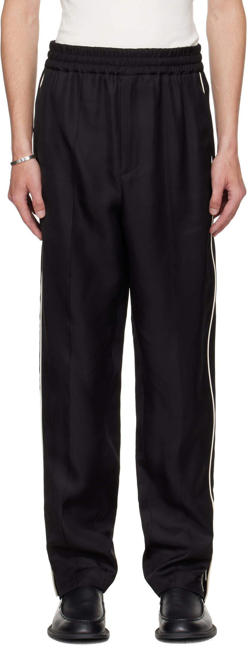 Byxor Jil Sander Jil Sander Piped Trousers Svart | J61KA0061_J65280