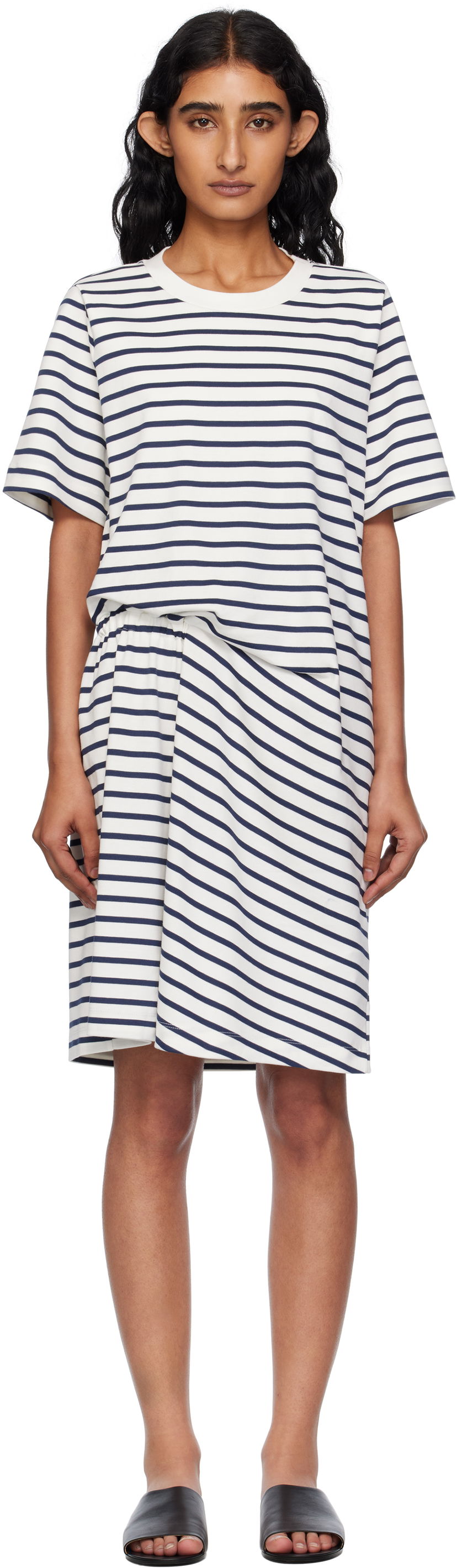 Klä Max Mara Weekend Max Mara Pireo Striped Minidress Vit | 2515621012600