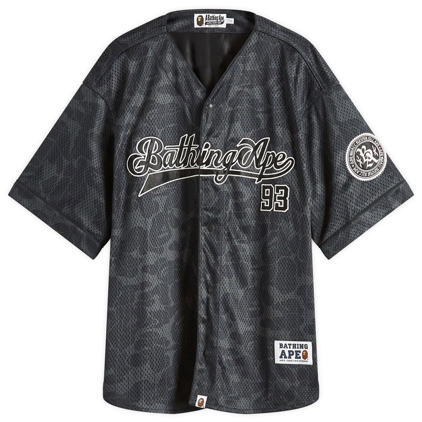 Jersey BAPE Bathing Ape Camo Baseball Jersey Svart | 001SRL301003M-BLK