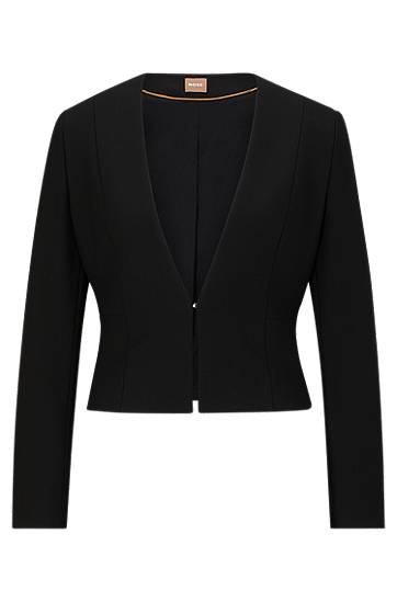 Jacka BOSS Slim-Fit Cropped Stretch Jacket Svart | 50493541