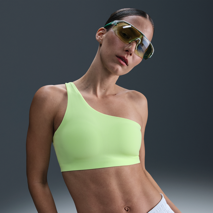 Behå Nike Zenvy Asymmetrical Light-Support Padded Sports Bra Grön | HQ9182-701