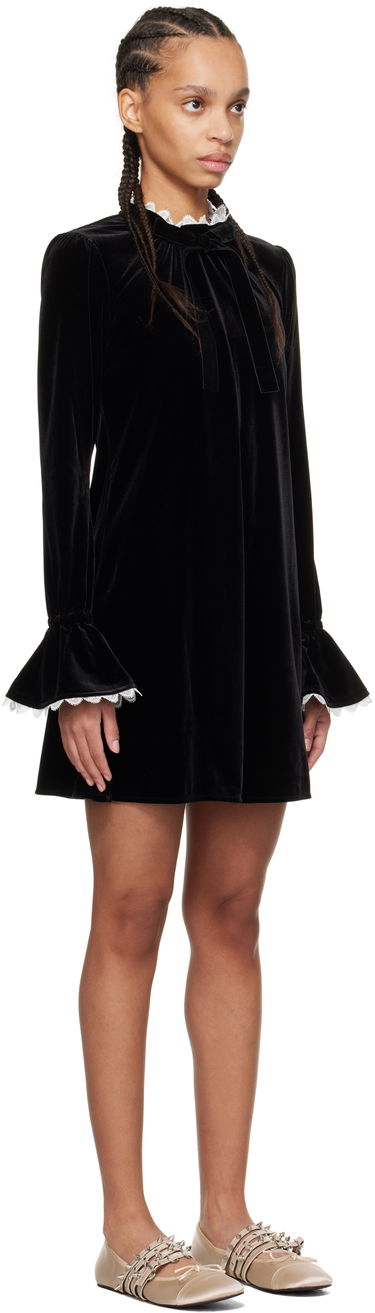 Klä GANNI GANNI Velvet A-Line Mini Dress Svart | T4048, 1