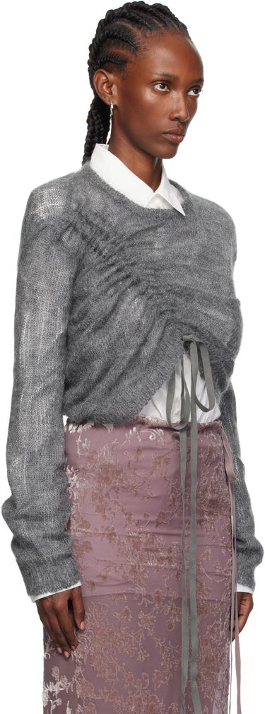 Sweater Ann Demeulemeester Ann Demeulemeester Zinaida Drawstring Sweater Grå | 2520-W-KN35-KN069-088, 1