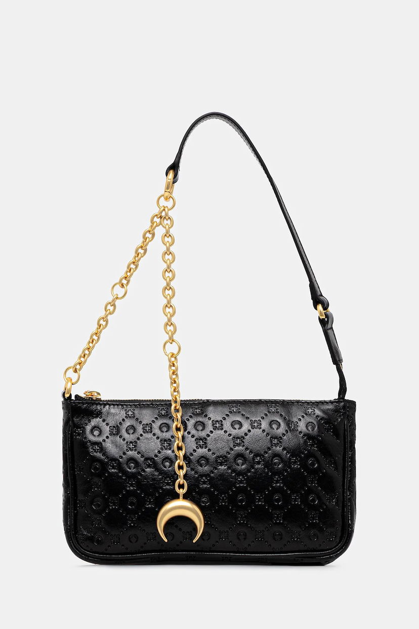 Handväska Marine Serre Marine Serre Moonogram Embossed Leather Core Bag Svart | WBA018A.CLEA0051