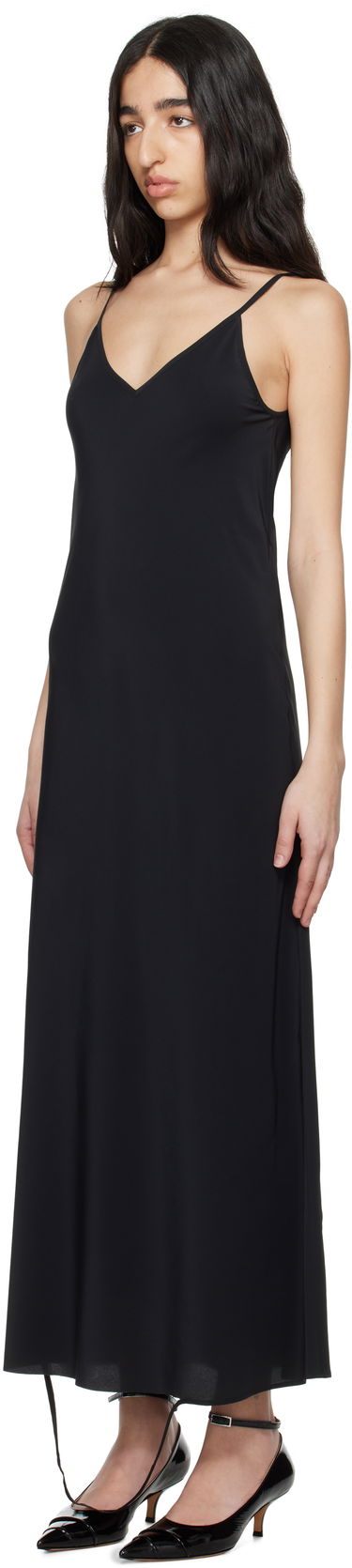 Klä Maison Margiela MM6 Maison Margiela Silk Maxi Slip Dress Svart | S62DG0047 M35441, 3