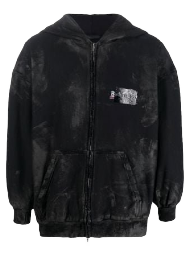 Sweatshirt Balenciaga Cotton Front-Zip Hoodie Svart | 720424TNVK5