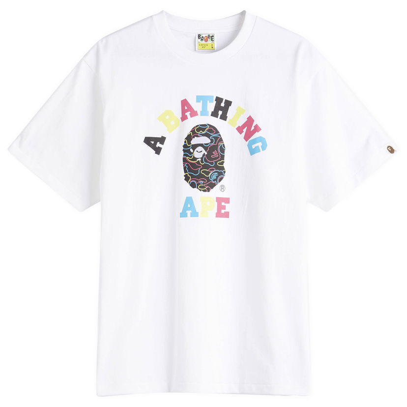 T-shirt BAPE Bathing Ape Neon Camo College T-Shirt, Size Large Vit | 001TEL301038M-WHT