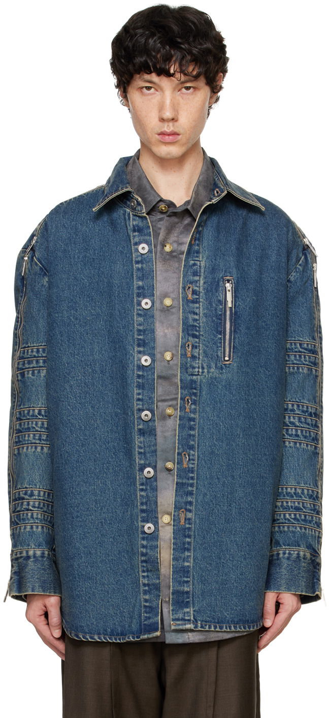 Skjorta Feng Chen Wang Feng Chen Wang Zip Denim Jacket Blå | FUF18SR03