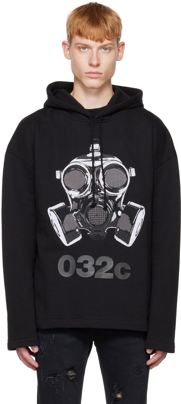 Sweatshirt 032C Mask Hoodie Svart | FW22-C-2040, 0