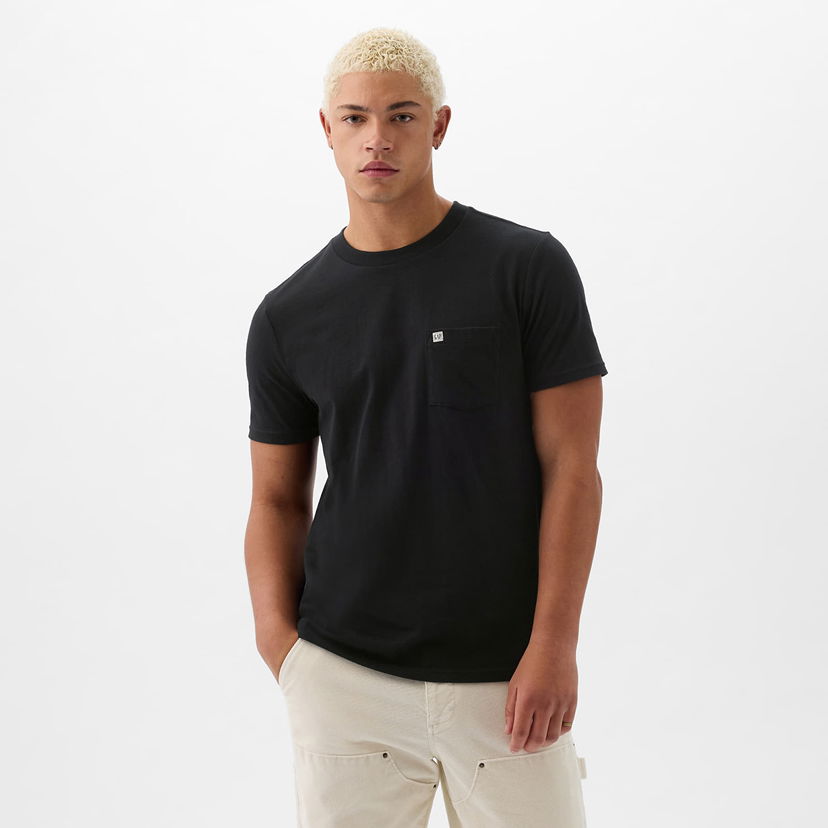 T-shirt GAP Pocket Micro Logo Tee Black Svart | 857901-05