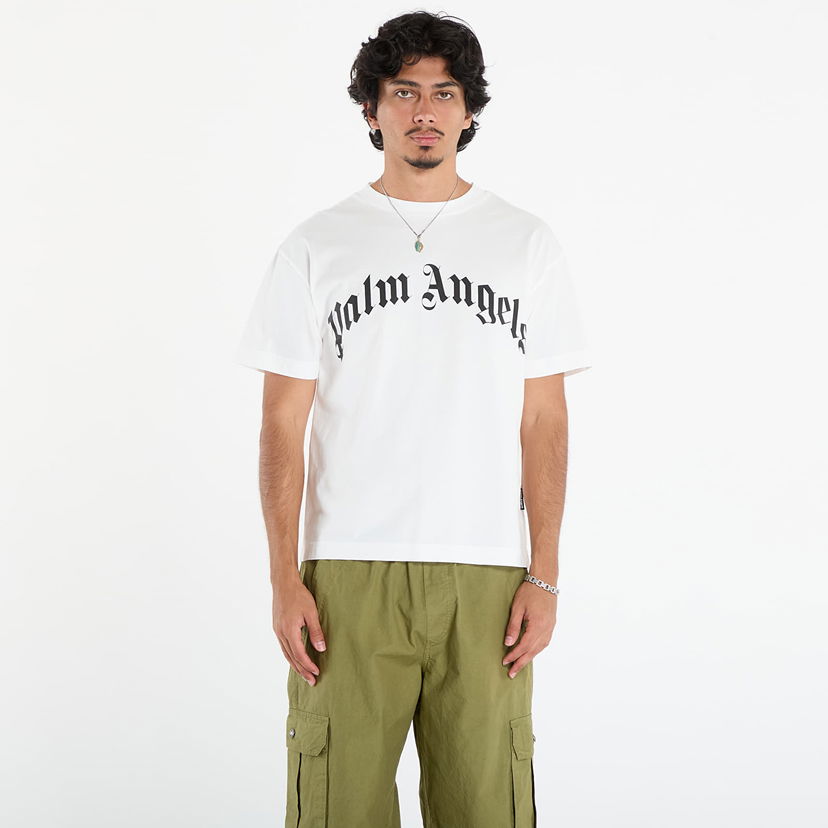 T-shirt Palm Angels Palm Angels Curved Logo Regular T-Shirt Vit | PMAA109F25JER0030310