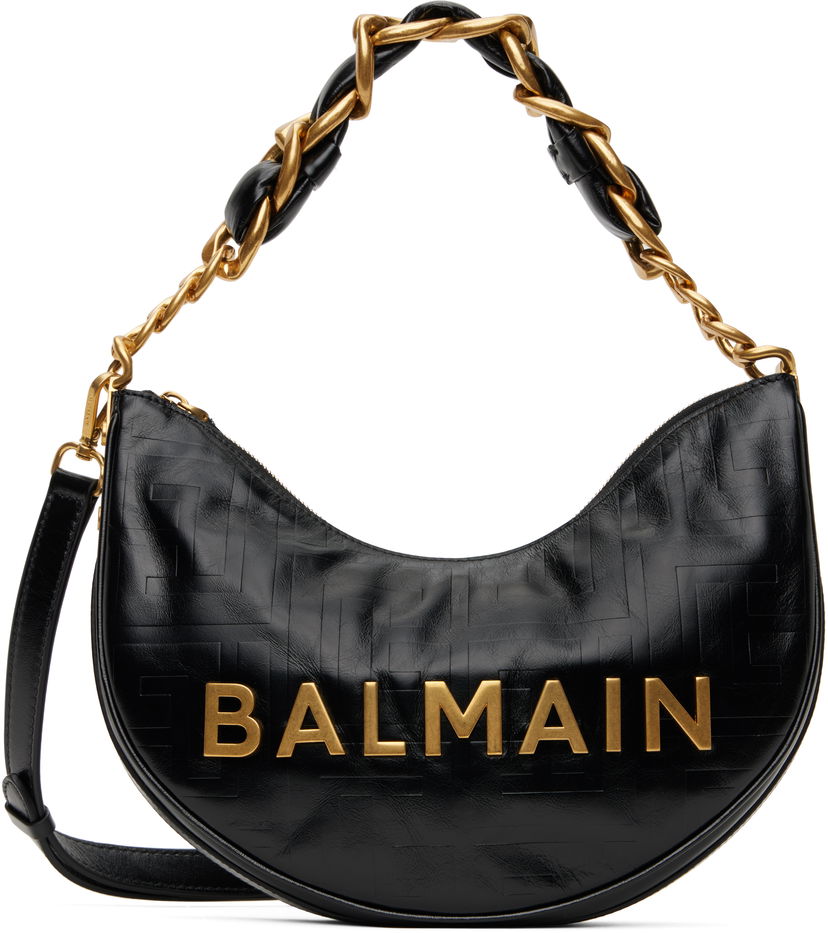 Handväska Balmain Balmain 1945 Soft Moon Shoulder Bag Svart | EN1BQ954LETF