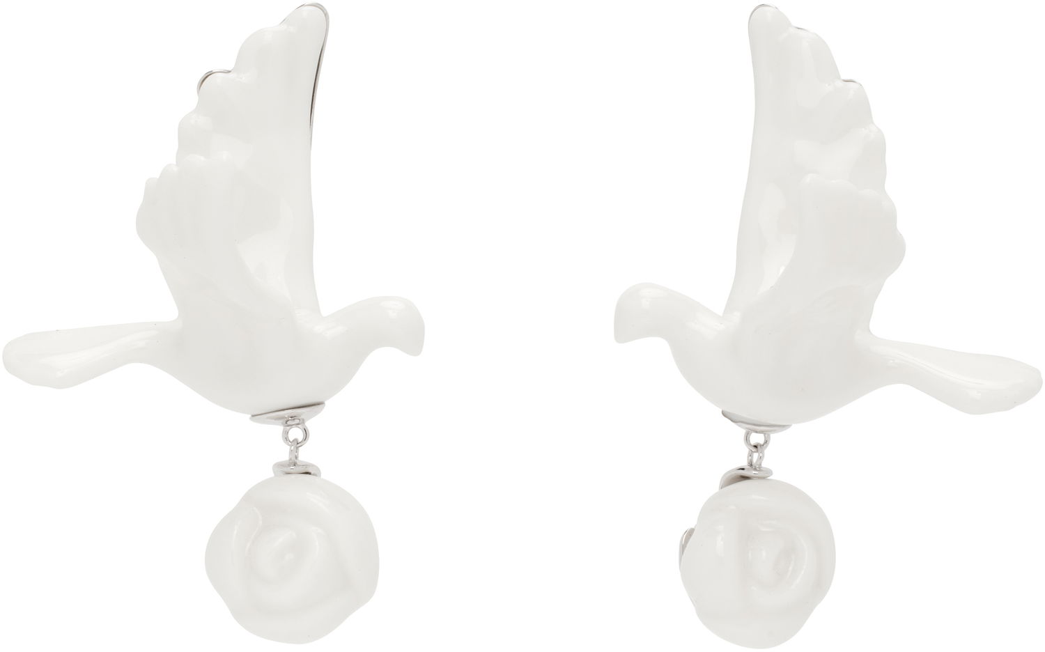 Örhängen SHUSHU/TONG YVMIN Edition Ceramics Pigeon With Rose Drop Earrings Vit | 25626WHT00DLR, 0