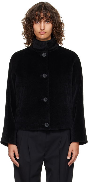 Jacka Max Mara Caladio Cropped Textured High Neck Button-Up Jacket Svart | 2526086091600, 0