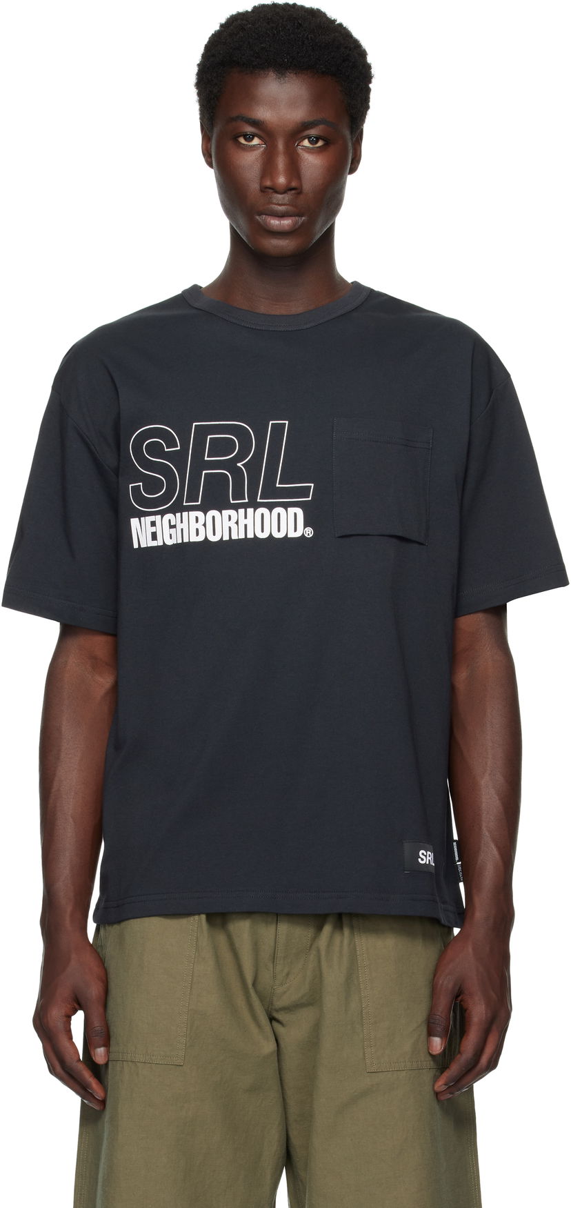 T-shirt Neighborhood Neighborhood 'SRL' Sheltech Crewneck Short Sleeve Graphic T-Shirt Svart | 251BWNH-CSM03