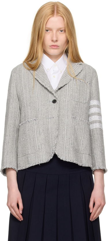 Jacka Thom Browne Thom Browne Tweed Fray 4-Bar Cropped Sack Blazer Grå | FBC788T-F0512, 0