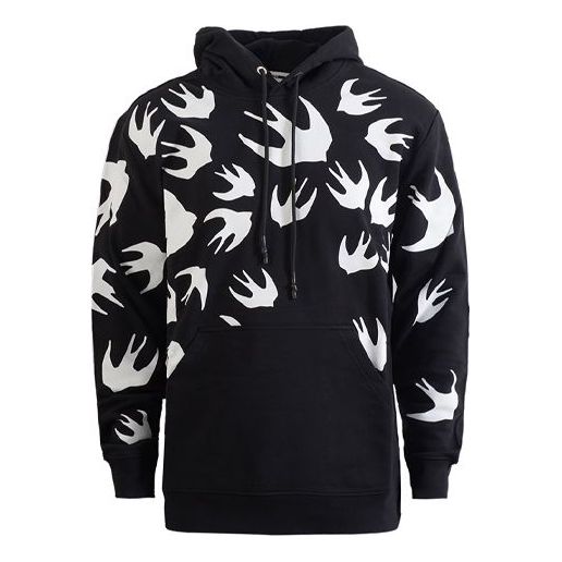 Sweatshirt Alexander McQueen Alexander McQueen Loose Swallows Hoodie Svart | 527546-RLT72-1000, 0