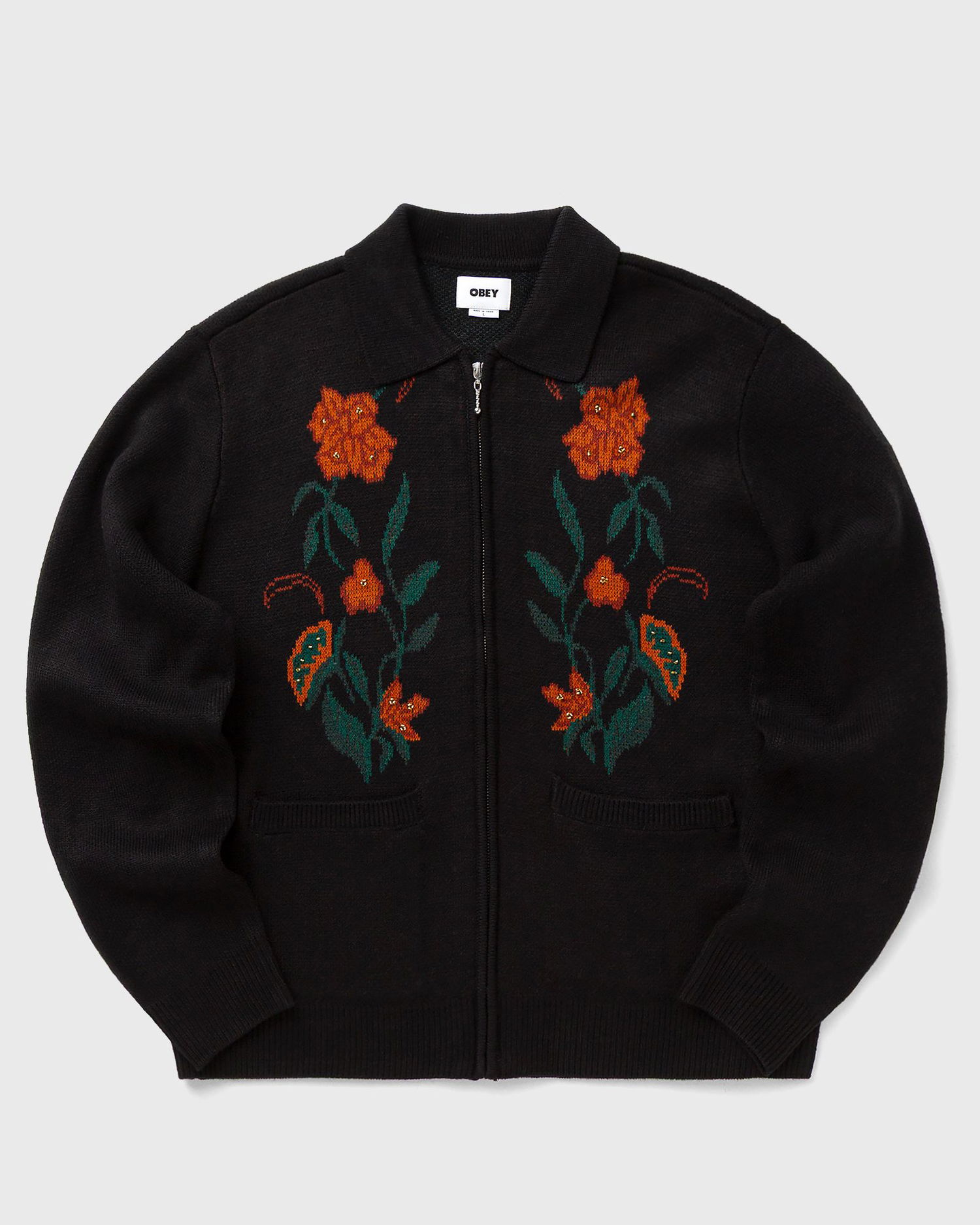 Sweater OBEY Collared Floral Zipped Knit Cardigan Flerfärgad | 151010041-BLK, 1