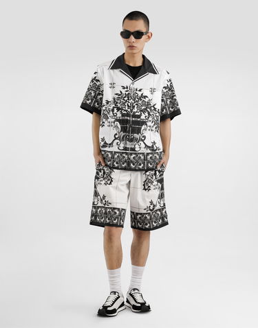 Shorts Dolce & Gabbana Dolce & Gabbana Majolica-Print Poplin Shorts Vit | GV37ATHH5ECI33TN, 1